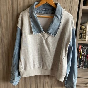 One piece denim sweatshirt
